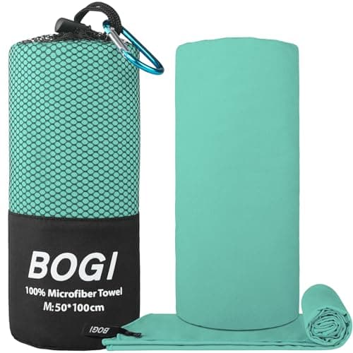 BOGI Microfibre Travel Towel, Quick Dry, Soft Lightweight Gym Towel, Super Absorbent & Ultra Compact for Beach, Sports, Swimming, Gym, Yoga, Camping, Hiking (M:100cmx50cm-Mint) — view 2