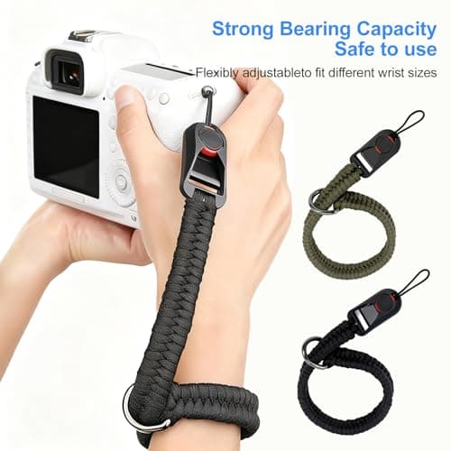 2 Pcs Paracord Camera Wrist Strap with Quick‑Release Buckles, Adjustable D‑Ring Safety Camera Hand Straps for DSLR and Mirrorless Cameras, Ideal for Travel and Outdoor Photography — view 5