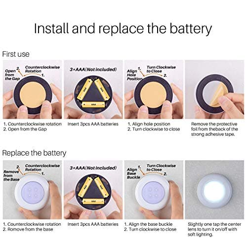 STAR-SPANGLED 2.8” Stick on Puck Lights AAA Battery Operated, 5 Pack White — view 5