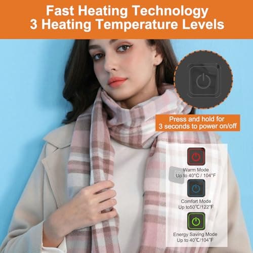 Heated Scarf for Women Men Usb Heated Neck Warmer with 3 Heating Levels — view 2