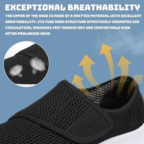 Git-up Women's Walking Shoes Ultra Lightweight and Breathable, Hook and Loop Water Shoes for Indoor and Outdoor, Slip On Athletic Shoes for Walking Hiking Stream, A-black, 6 — view 4