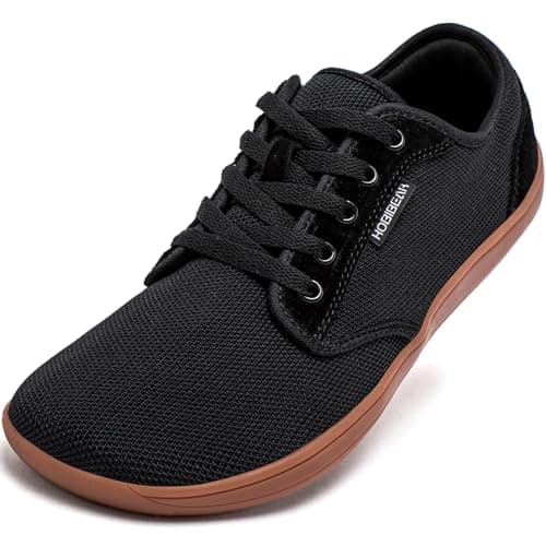 HOBIBEAR Unisex Wide Barefoot Minimalist Shoes for Men Women Outdoor Trail Walking Shoes(Black/Brown, UK 8)