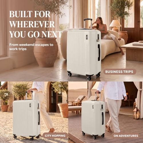 LUGG Vacay 32 Inch Suitcase, ABS Hard Shell Luggage with TSA Indent Lock, Aluminium Trolley Handle, 360° Spinner Wheels, Water-Resistant & Durable, Airline Compatible (86 x 31 x 58cm)-1 Year Warranty — view 4