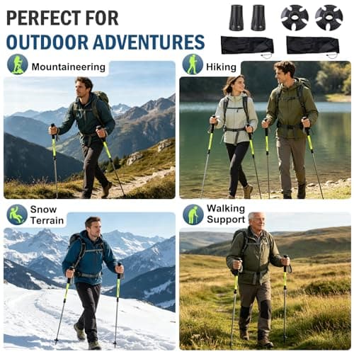 Nordic Walking Poles, Carbon Fibre Trekking Sticks Trekking Poles Adjustable Antishock And Quick Lock System Ultralight Telescopic Walking Stick For Camping, Mountaining, Backpacking, Walking 2 Pack — view 5