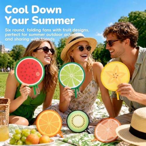6 Pcs Hand Fan Folding, Fruit Pattern Hand Held Fans Folding ,Pop Up Fan — view 6