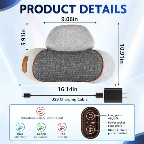 3 in 1 Neck Massager, 2026 New Heated Massage Neck Pillow, Cervical Traction Bed Back Pillow Sleeping, Deep Massage and Relaxation, Ergonomic Design — view 5