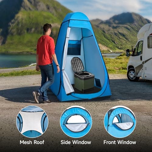 Warmiehomy Pop Up Toilet Tent, Instant Portable Shower Privacy Tent, Blue — view 4