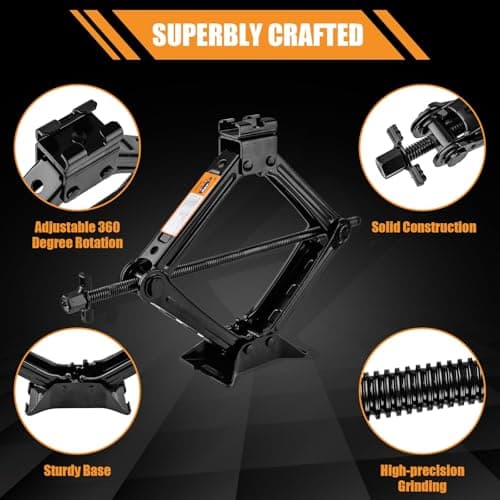 OIENNI Car Jack Kit, 2 Ton (4409 lbs) Scissor Jack for Car, Upgrade Emergency Spare Tire Changing Repair Kit, Scissor Jack Kit with Lug Wrench, Universal Vehicle Scissor Lift Jacks for Car, SUV — view 5
