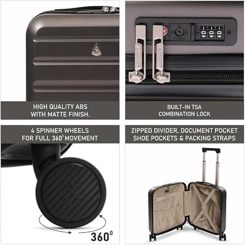 Aerolite 45x36x20 Easyjet 8 Wheel ABS Hard Shell Under Seat Cabin Suitcase — view 3