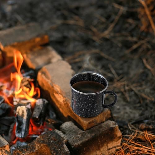Navoys 2 Enamel Camping Mug - Black, Heat Resistant, Ideal Accessory for Camping, Picnic, Hiking, Fishing (2 Mugs) — view 4