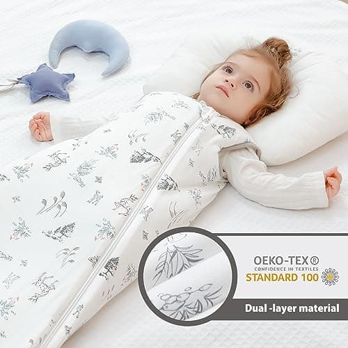 Mosebears Baby Sleeping Bag 2.5 Tog,bamboo Wniter Sleeping Bag Toddler Wearable Blanket for Infant Toddler,Super soft and warm(Forest,18-36 months) — view 2