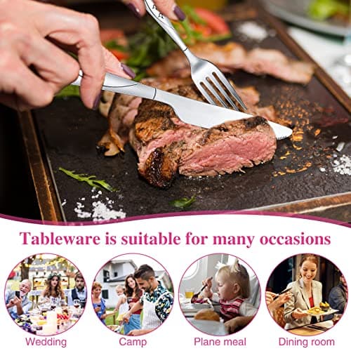 4 Pcs Cutlery Set, Camping Utensil Set, Knife and Fork Flatware Set — view 4