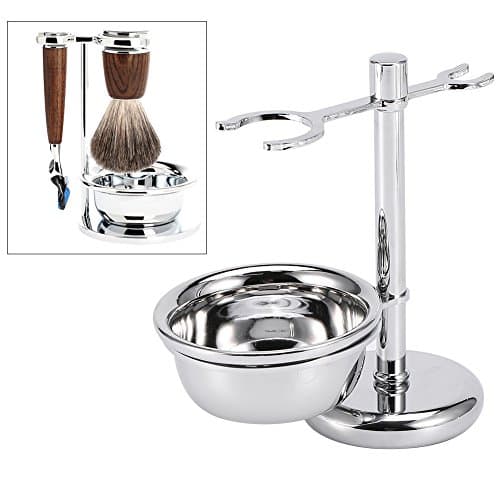 Men's Shaving Set Stainless Steel Shaver Brush & Safety Holder Set with Soap Bowl Luxury Male Shaving Kit Father's Gift for Home Salon Travel Bathroom — view 3