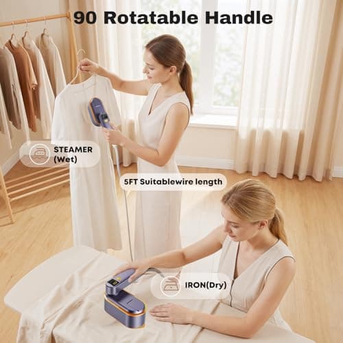 Portable Travel Steamer for Clothes, 1200W Powerful 2 In 1 Steamer & Iron,10s Fast Heat,4 Modes with LED Display, 150ml Water Tank Powerful Wrinkle Remover for Home,Office, Travel — view 6