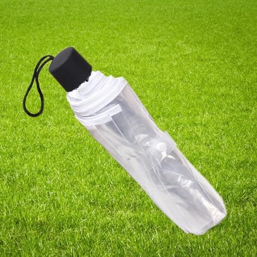 Gadgetking 2 Pack Small Folding Set Rain Umbrellas Transparent PVC Wedding Brolly Clear Ladies Men Bride Bridesmaid Party Fashion Portable Mini See Through Dome for Events Walking Handbag Travel — view 3