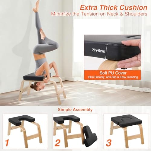 REDCAMP Yoga Headstand Bench with Wood Frame and PU Pads, 330 lb Capacity — view 4
