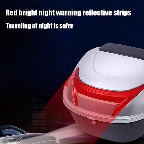 Mobeneno Motorcycle Top Box with 32L Volume Motorbike Back Top Case with Secure Lock & Large Reflector Motorcycle Tour Tail Box for Scooters Mopeds Red — view 2