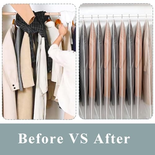 Yelinosk 5 Pack Suit Bags - 60 x 120cm, Anti-Dust & Water Protector, Washable Full Zipper Garment Bags Perfect for Travel or Home — view 4