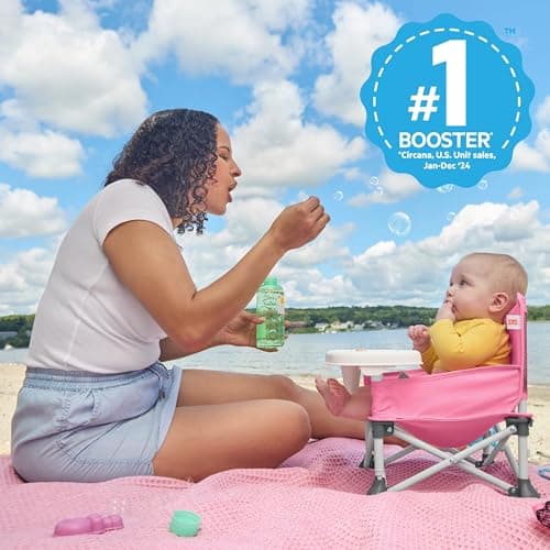 Bright Starts Pop 'N Sit Portable Booster, Indoor/Outdoor Use, Floor Seat with Feeding Tray, Pink, 6 Mos - 3 Yrs — view 2