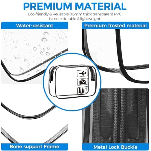 Clear Travel Toiletry Bag - TSA Approved Toiletry Makeup Bag with Zippers Travel Accessories Portable Waterproof Cosmetic Clear Makeup Bag for Women and Men — view 4