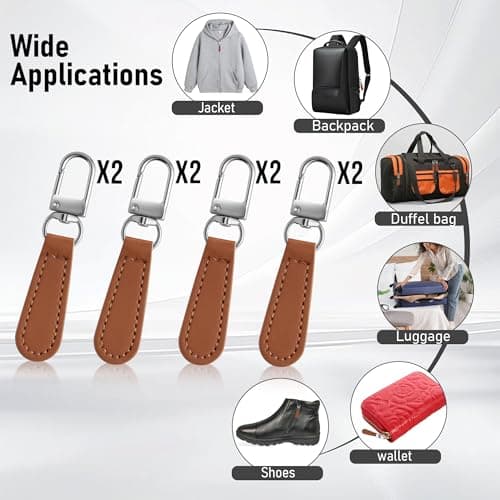 Deoward Zipper Pull Replacement PU Leather Handle Zipper Repair Tab (8 PCS) — view 5