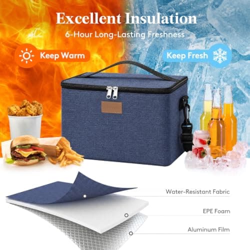 Lifewit 9L Insulated Lunch Bag for Men, Waterproof Cool Bag (Dark Blue) — view 3