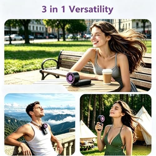 Neuonn Handheld Fan, 5 Speeds with 4000mAh (USB-C) Battery, 3 in 1 Portable Fan, 240g Light-weight for Hand/Table/Neck, LED Display for Office/Summer Travel/Beach — view 4