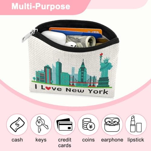 New York Girls Trip Coin Purses New York Lovers Gifts NYC Travel Vacation Coin Wallet Pouch for Women Friend Sister Girls Weekend Birthday Christmas Bachelor Party Friendship Gifts Wallet Purse — view 4