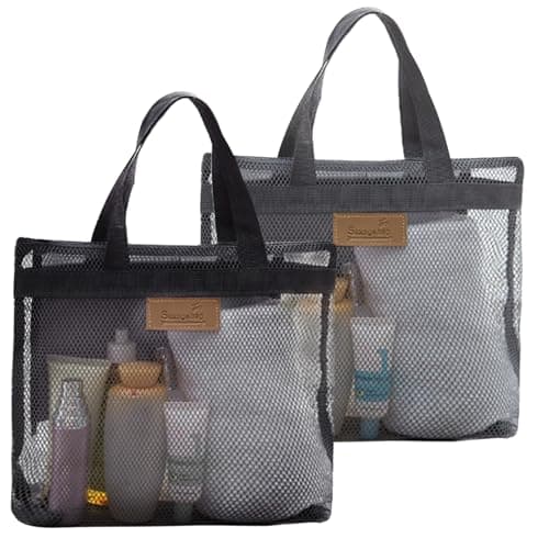 SGYKJ 2 Pcs Shower Bags, Protable Toiletry Mesh Toiletry Bag for Women Men