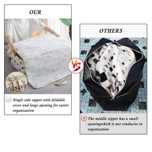SEPSCO Clothes Storage Bag Large 2Pcs, Duvet Storage Bags King Size With Zips Foldable Thicken Nonwoven Fabric Moving Packing Totes Bag for Comforters Quilt Blankets Bedding Cushion Travel (Grey) — view 4