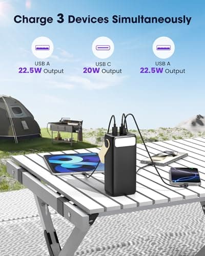 60000mAh Power Bank 22.5W Fast Charging, 3 Port Portable Charger with Flash Light, Large Capacity Battery Pack for Camping, Outdoor, Travel, iPhone,Samsung Tablet — view 3