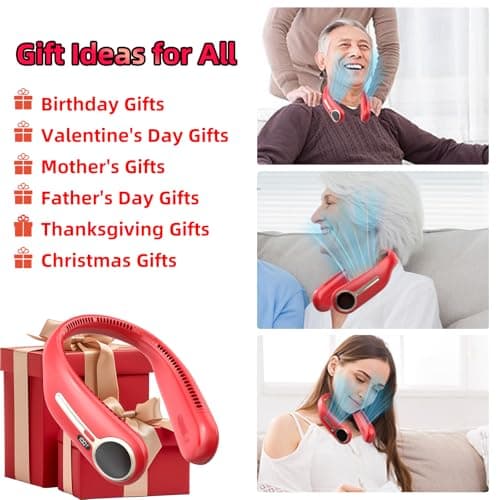 Portable Bladeless Neck Fan - USB Rechargeable - 6000 mAh - 360° Airflow - LED Display - 4 Speeds - Hands-Free Fan for Outdoor and Indoor Use - Gift — view 6