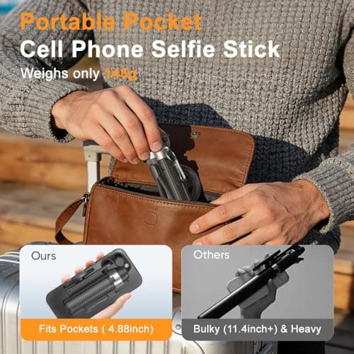 Upgrated 5-in-1 Magnetic Selfie Stick with Remote — view 5
