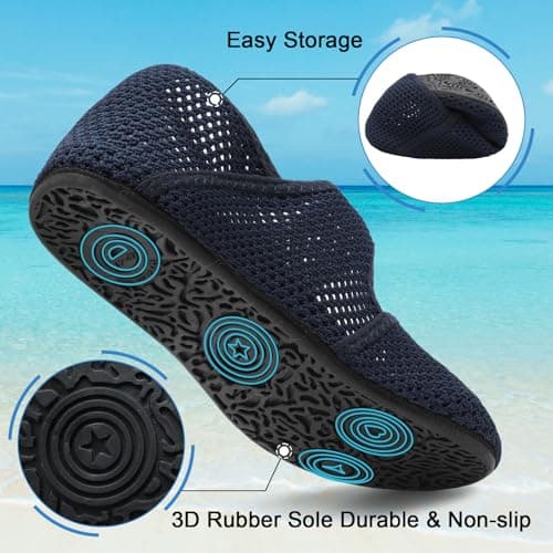 JOINFREE Lightweight Womens Mens Summer Shoes for Holiday & Travel Non-Slip Barefoot Water Shoes for Beach, Pool & Seaside Breathable Indoor Outdoor Summer Slippers MutiBlue Size 4.5-5.5 — view 5