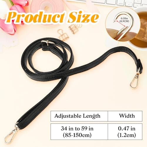 YBEATY Purse Strap Replacement Genuine Leather Strap Adjustable Crossbody Bag Strap Shoulder Extended Long Thin Black Handbags for Women Girl Handbags Purse Extender Chain Straps Crossbody — view 2