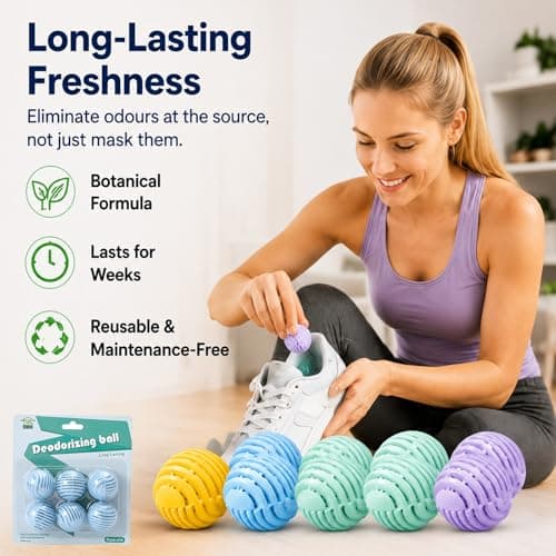 6PCS Shoe Deodorizer Balls - Long-Lasting Air Freshener & Odour Eliminator for Smelly Footwear, Reusable Deodorant Balls for Trainers, Sports Shoes, Gym Lockers and Wardrobes (Ocean 6Pcs) — view 2