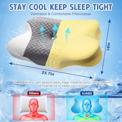 Memory Foam Cervical Neck Pillows - Side Sleeper Pillows for Pain Relief Contour Memory Foam Pillows Ergonomic Neck Support - Adjustable Orthopedic Bed Pillows with Breathable Pillowcase for Sleeping — view 4