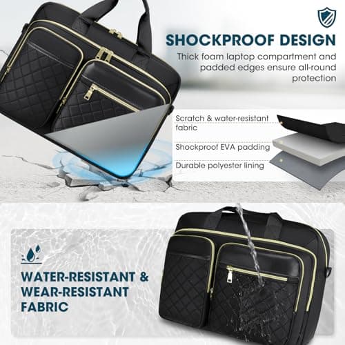 RAINSMORE Laptop Bag for Women 17.3 inch Laptop Briefcase Large Laptop Case Work Computer Bag Messenger Bag for Women Business Office Travel College Black — view 4