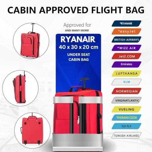 Ryanair 40x30x20 Carry on Suitcase Approved Underseat Cabin Bag Case Lightweight Hand Luggage 1.2g 24L — view 3