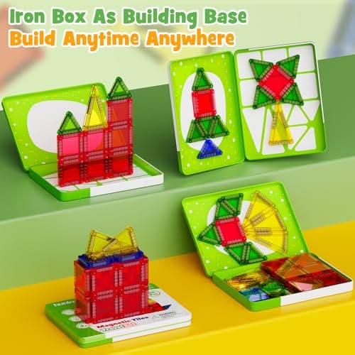 Magnetic Tiles Mini Travel Toy for Kids: 26pcs Compact Tin Case On-the-Go — view 3