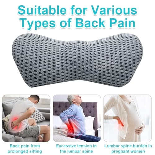Jonuin Lumbar Support Pillow for Lower Back Pain Relief, Breathable 3D Mesh Back Support Cushion, Lumbar Support Cushion, Ergonomic Waist Support Pad for Office Chair, Driving, Travel — view 4