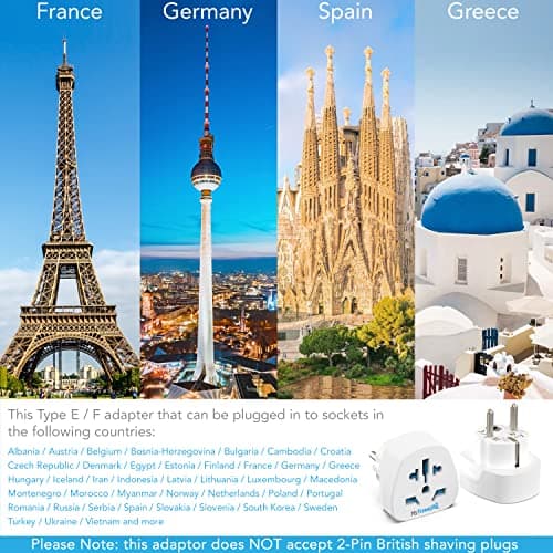 MyTravelPal World to EU Travel Adapter (2 Pack) | UK Safety Standards — view 3