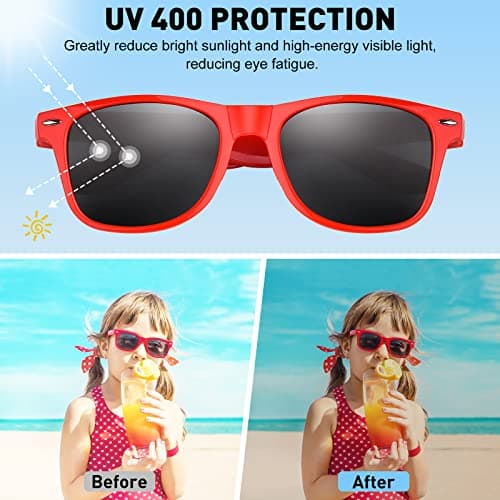Morcheiong 8 Pack Kids Sunglasses Neon Colors Sunglasses，Sunglasses Party Favors Goody Bag Fillers Fun Gift for Birthday Party Beach Pool Party — view 3