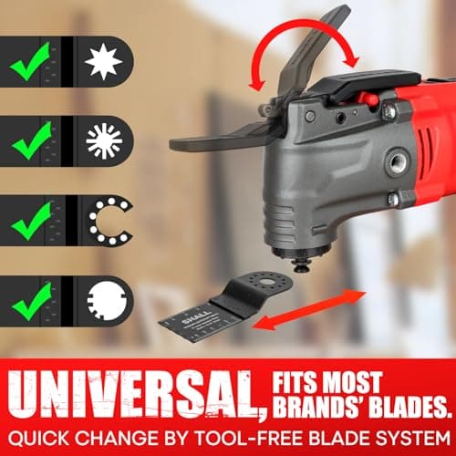 SHALL Oscillating Tool, 300W Oscillating Multitool Kit with 3° Oscillation Angle, Quick Change & Kickback Protection, 6 Variable Speeds, Auxiliary Handle, 40 Pcs Saw Accessories — view 4
