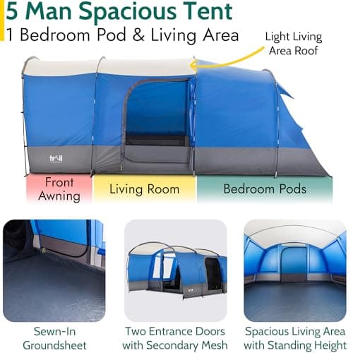 Trail Shilstone 5 Man Tent, L515cm x W330cm x H200cm — view 4