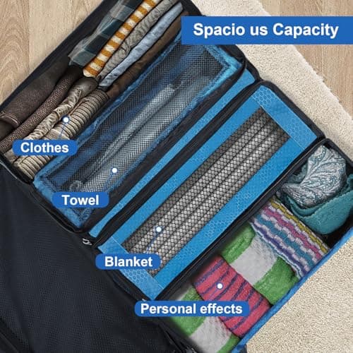 Olosar Suitcase Organizer, Travel Luggage Organizer Portable Hanging Travel Shelves Collapsible Hanging Packing Cubes for Carry on Suitcase, Blue -M — view 5