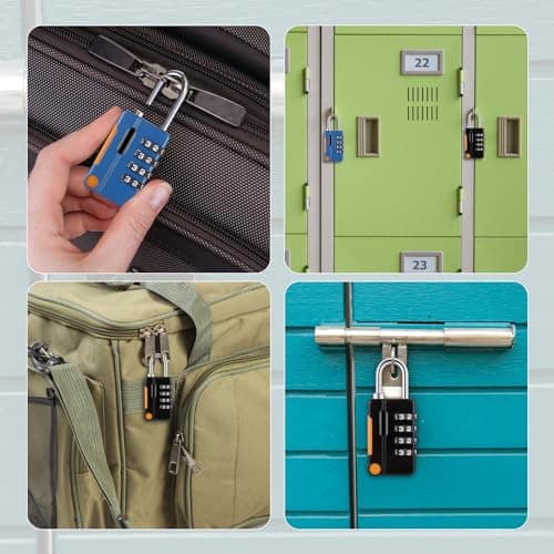 4Pcs Suitcase Locks, Stylish Padlocks with Code, Rustproof Luggage Locks for Suitcases, 4-Digit Small Padlock, Suitcase Padlocks, Waterproof Solid Combination Lock for Travel Suitcase Gym Locker — view 5