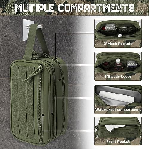 QT&QY Tactical Toiletry Bag for Men Hygiene Bag EDC Military Tool Molle Pouches Small Dopp Kit Mens Shaving Kit Travel Shower Bags with UK Patch — view 4