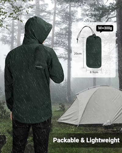 Outdoor Ventures Men's Waterproof Jackets Lightweight Windproof Raincoat — view 5