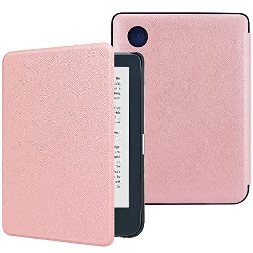 DMLuna Case for Kobo Clara Colour/Clara BW/Clara 2E 6"eReader, Ultra Slim Lightweight Folio Premium PU Leather Protective Cover with Auto Sleep/Wake Function, Rose Gold